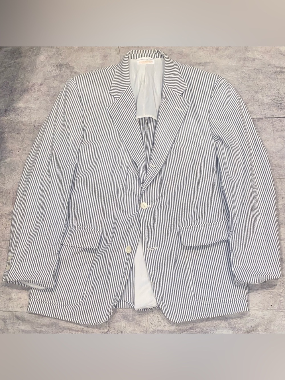 Vintage 70s Made In USA Brooks Brothers Seersucker Blazer Suit Jacket Coat 42